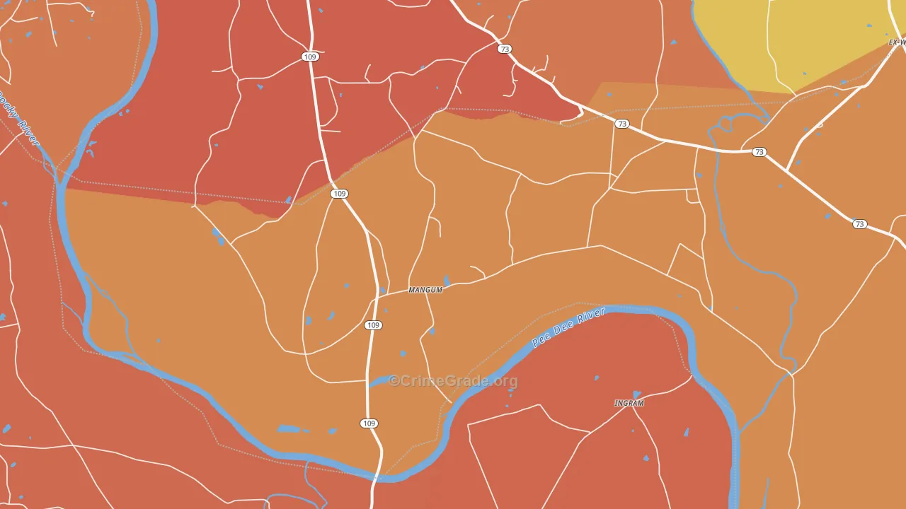 Mangum, NC Map of Murder Rates