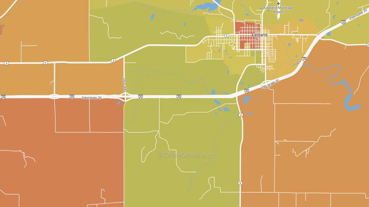 Mangum, TX Map of Murder Rates