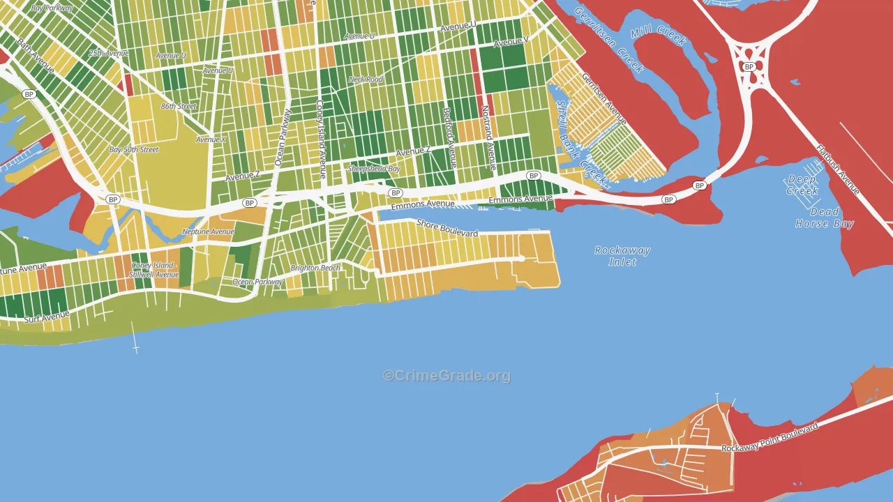 Manhattan Beach, Brooklyn, NY Map of Murder Rates