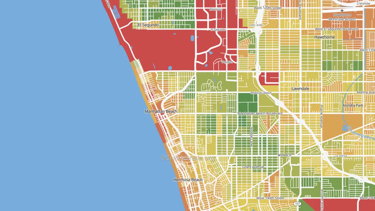 Manhattan Beach, CA Map of Murder Rates