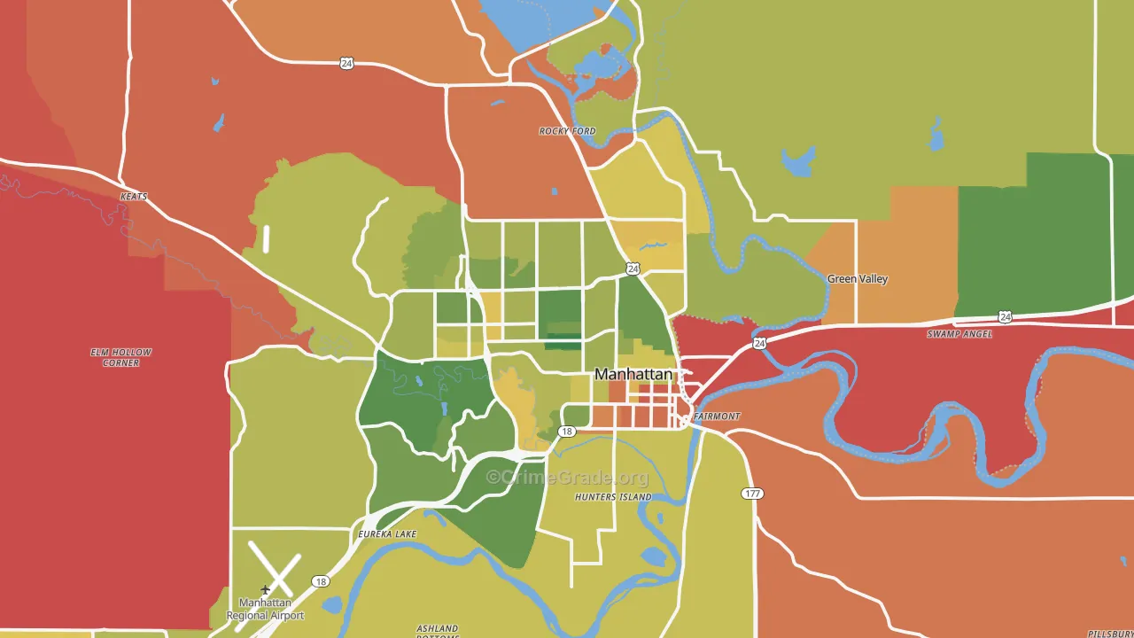 Manhattan, KS Map of Murder Rates