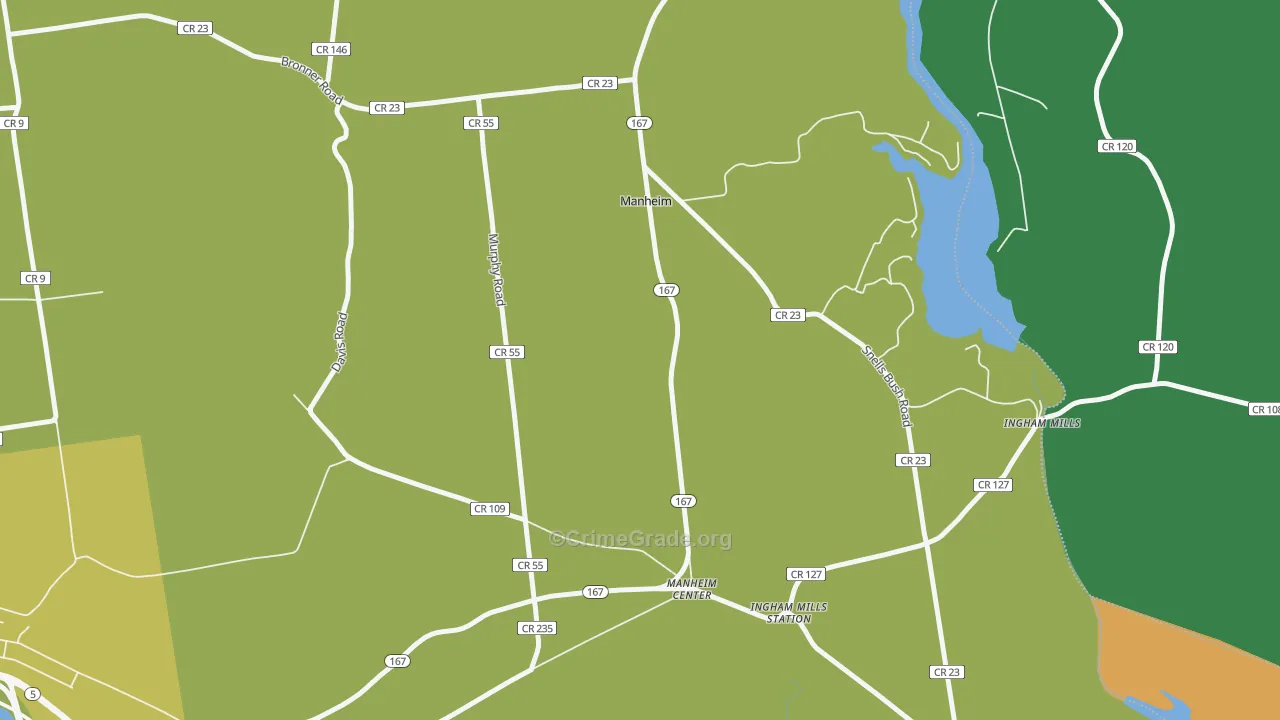 Manheim Center, NY Map of Murder Rates