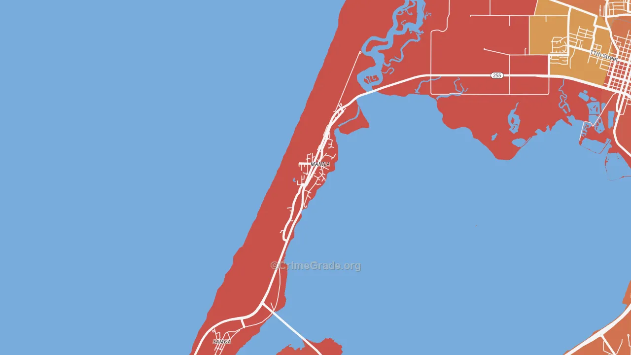 Manila, CA Map of Murder Rates