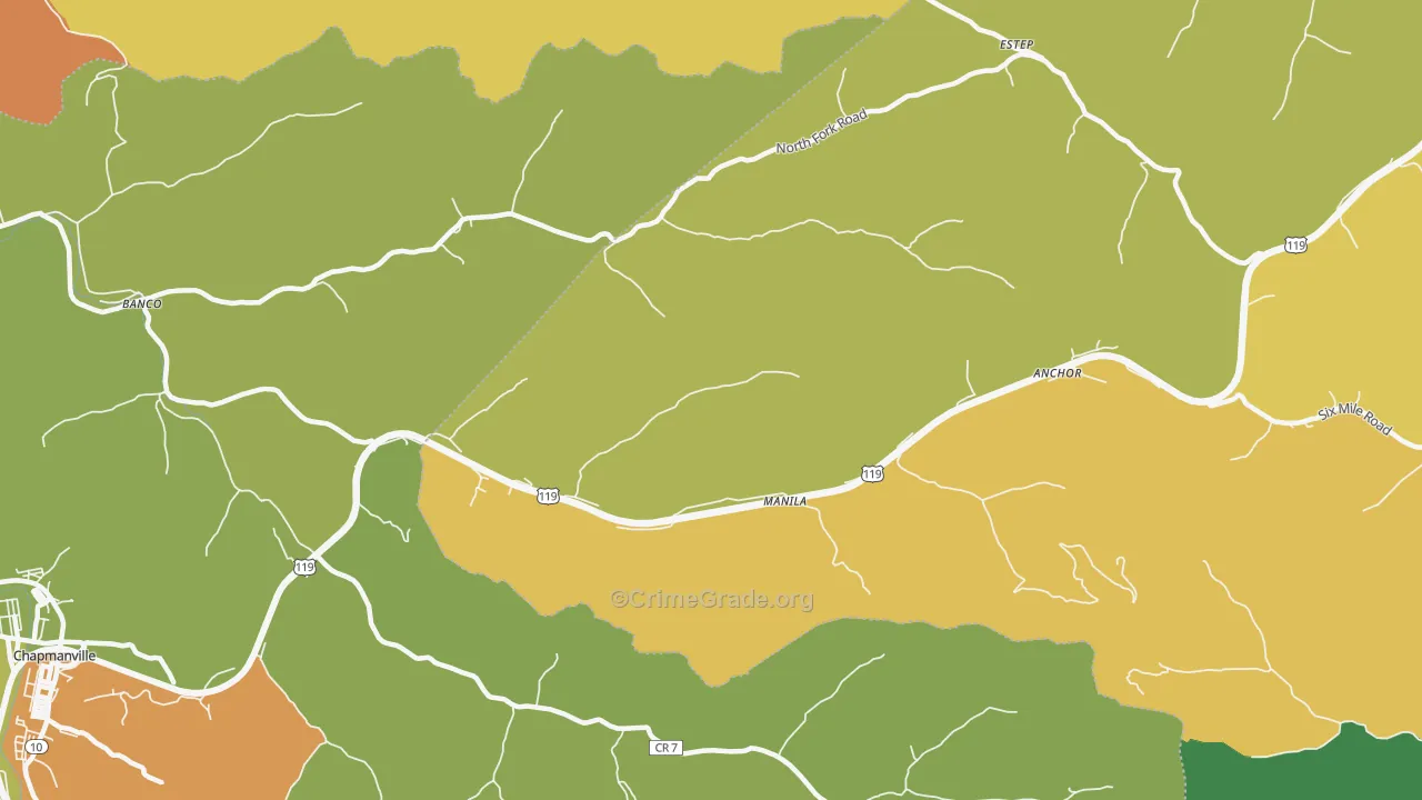 Manila, WV Map of Murder Rates