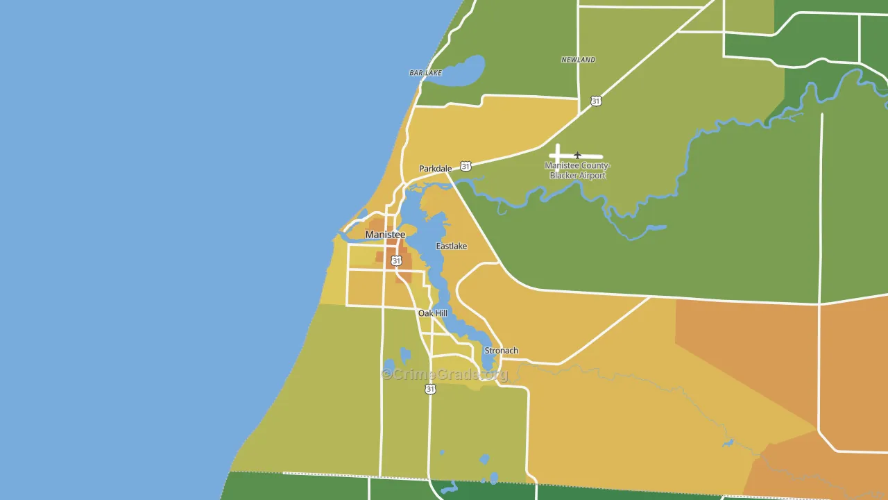 Manistee, MI Map of Murder Rates