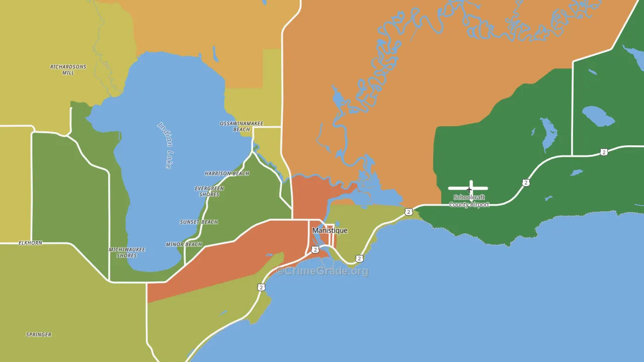 Manistique, MI Map of Murder Rates