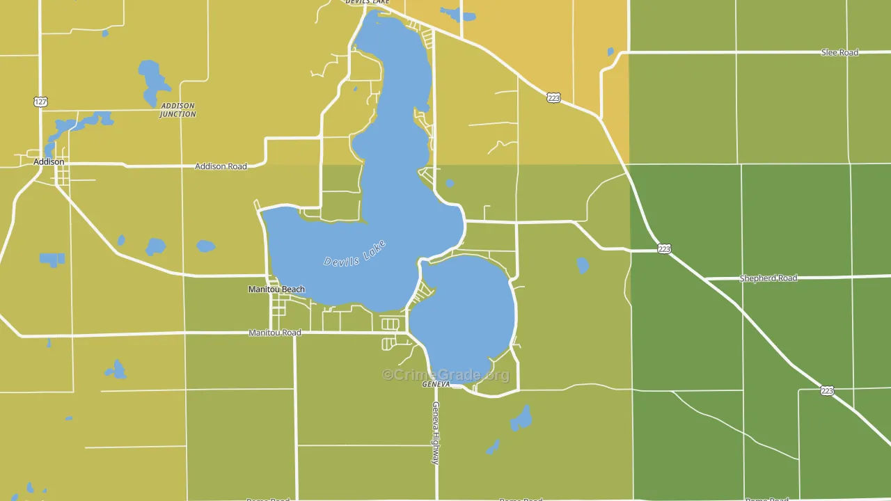 Manitou Beach, MI Map of Murder Rates