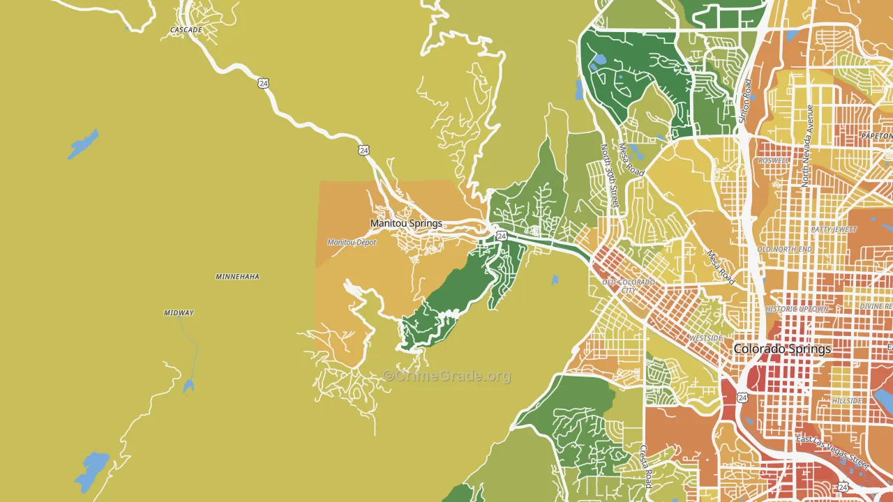 Manitou Springs, CO Map of Murder Rates