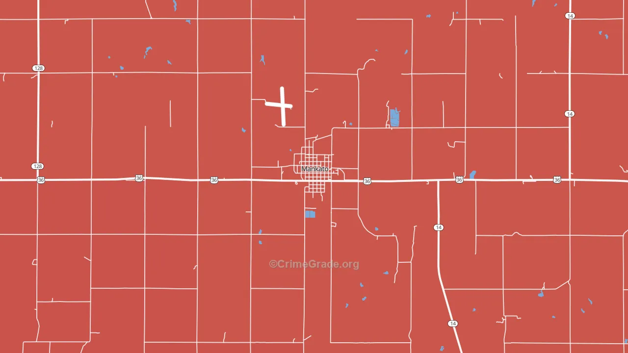 Mankato, KS Map of Murder Rates