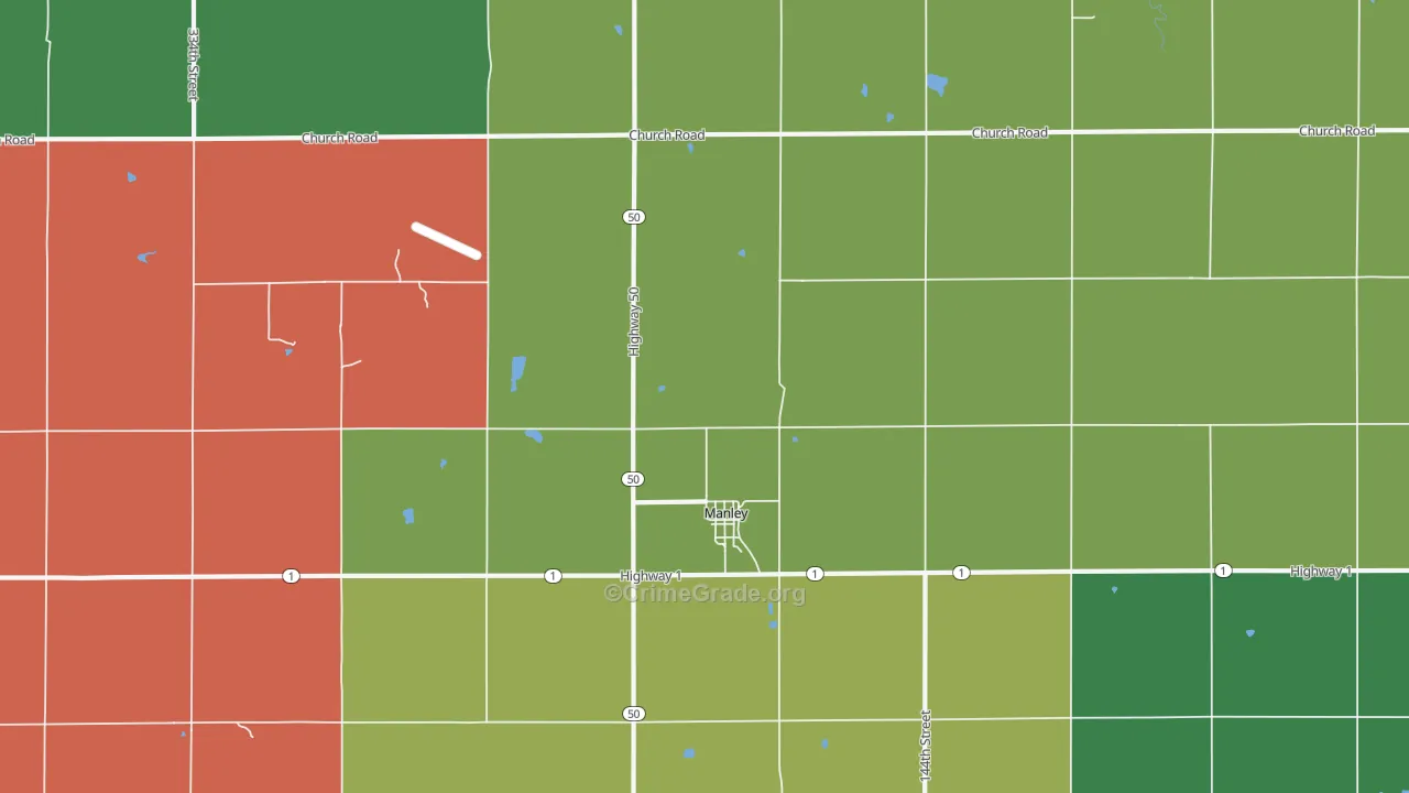 Manley, NE Map of Murder Rates