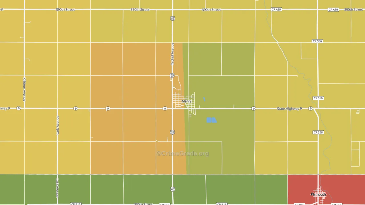 Manly, IA Map of Murder Rates