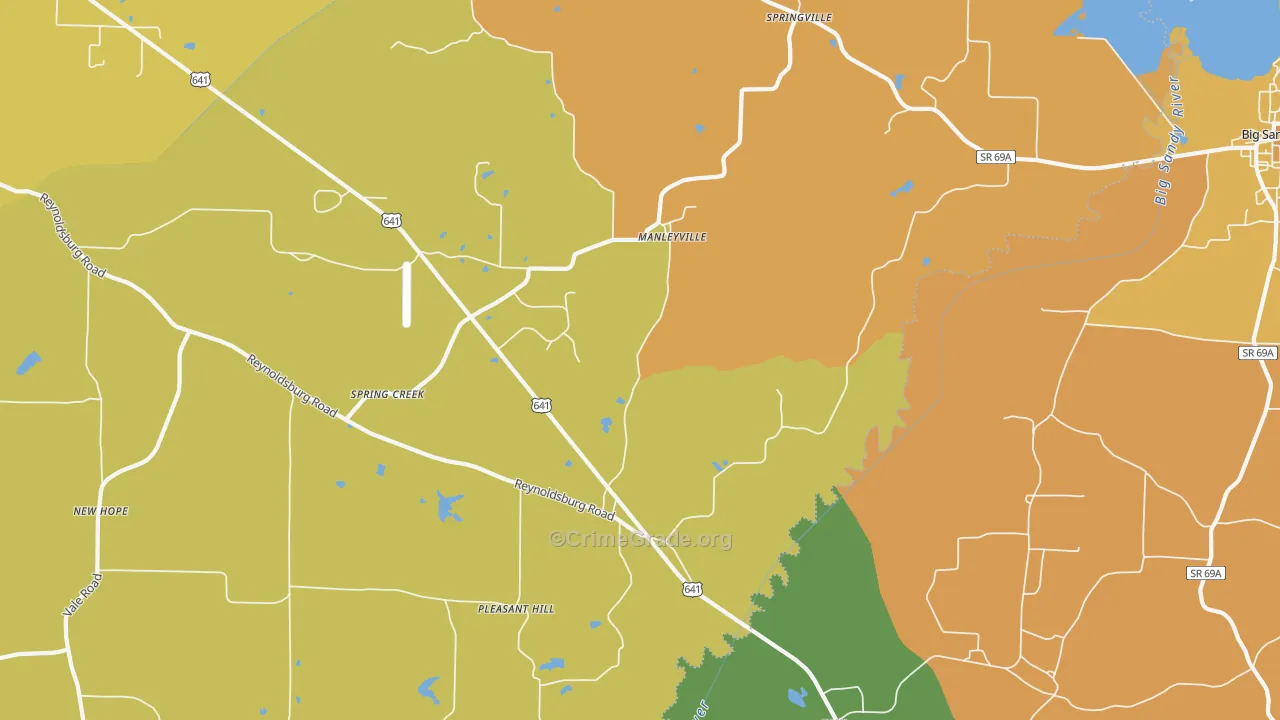 Manlyville, TN Map of Murder Rates