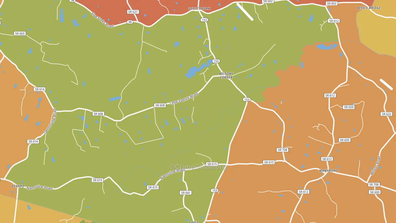 Mannboro, VA Map of Murder Rates