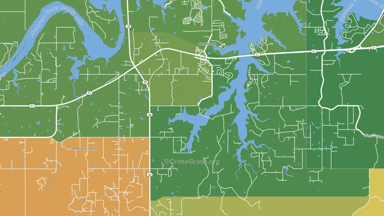 Mannford, OK Map of Murder Rates