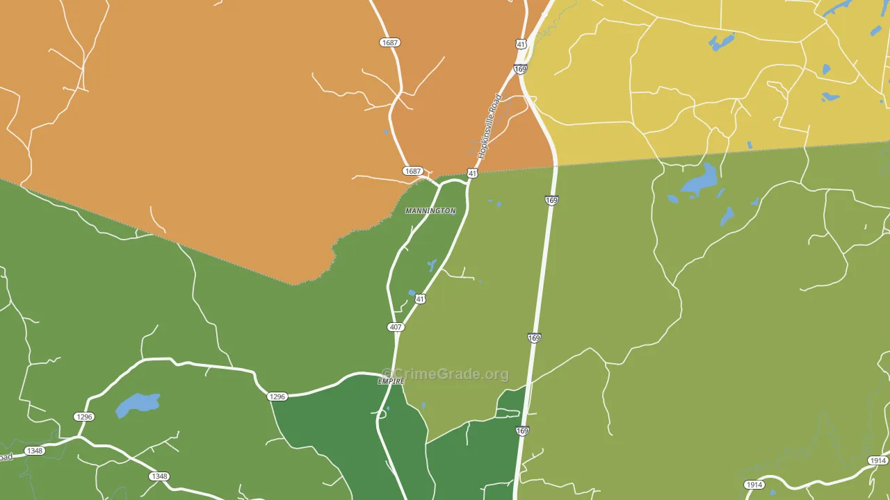 Mannington, KY Map of Murder Rates