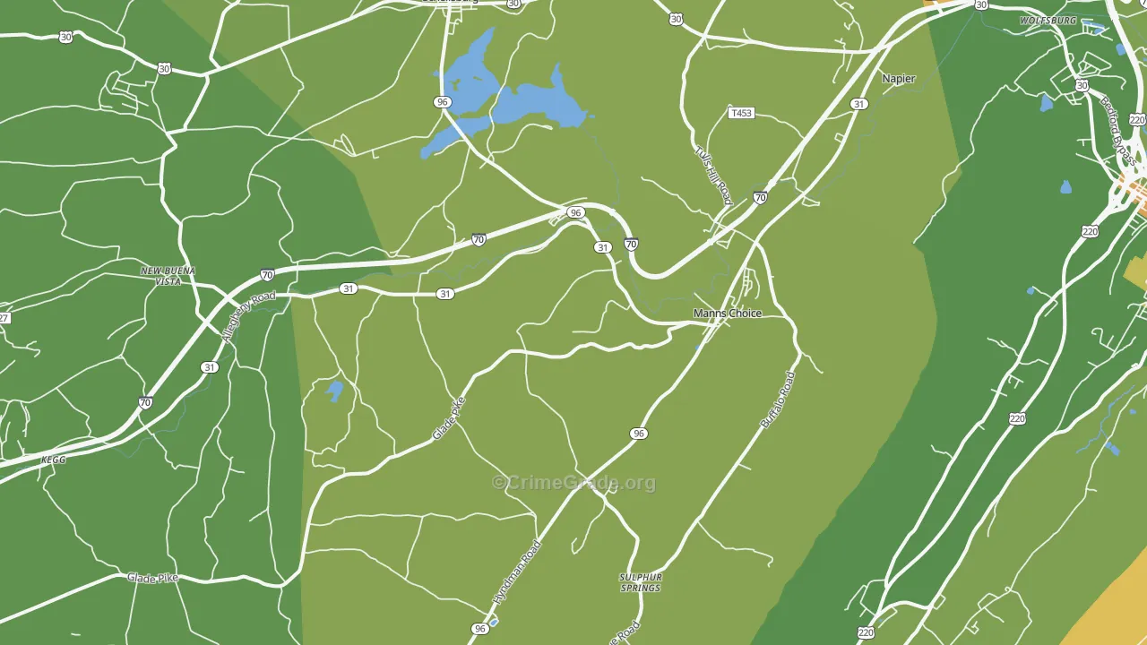 Manns Choice, PA Map of Murder Rates