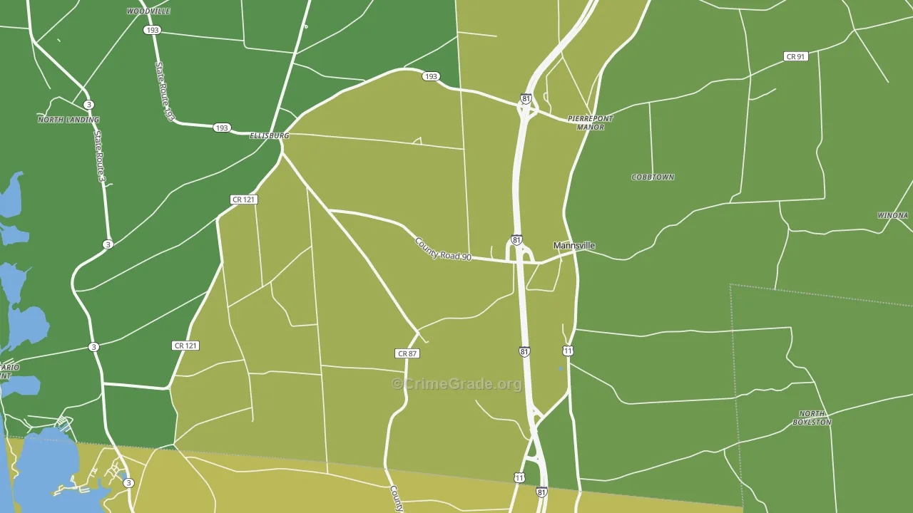 Mannsville, NY Map of Murder Rates