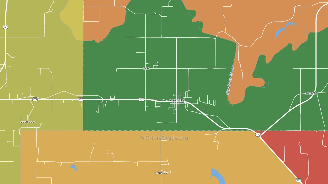 Mannsville, OK Map of Murder Rates
