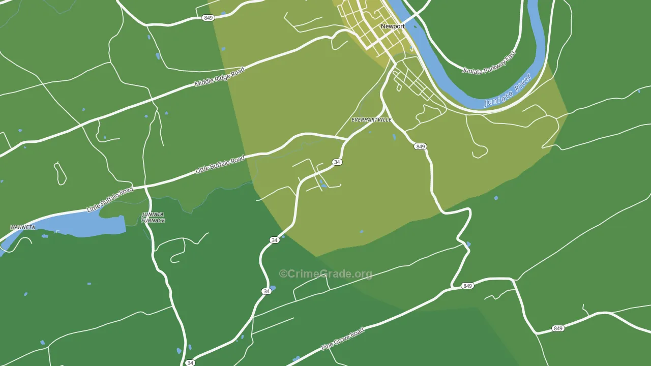 Mannsville, PA Map of Murder Rates