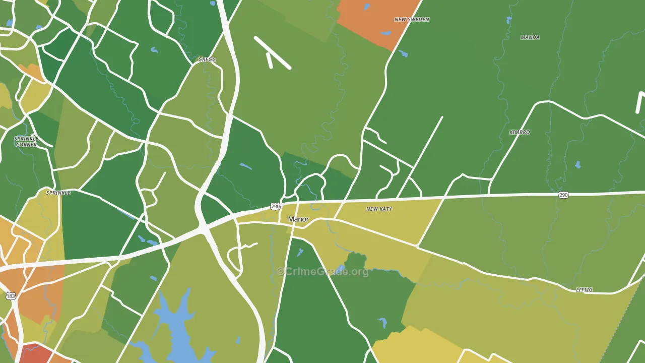 Manor, TX Map of Murder Rates