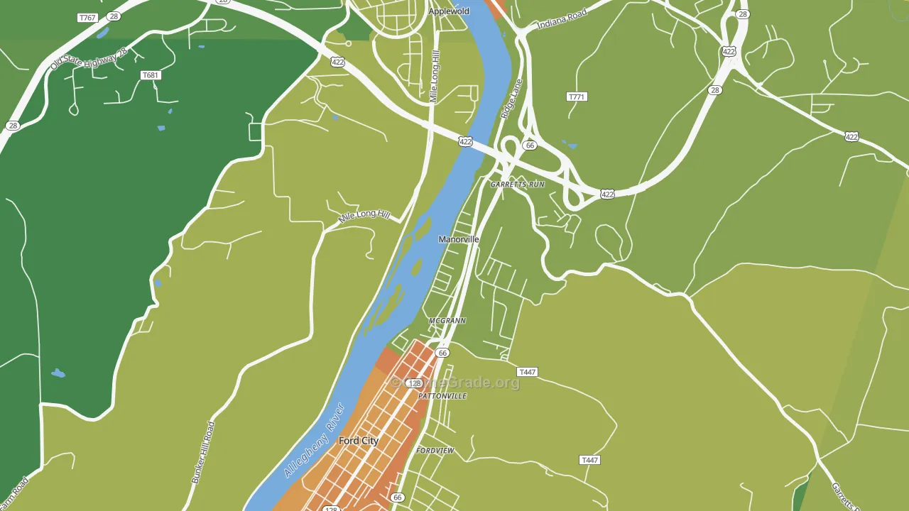 Manorville, PA Map of Murder Rates