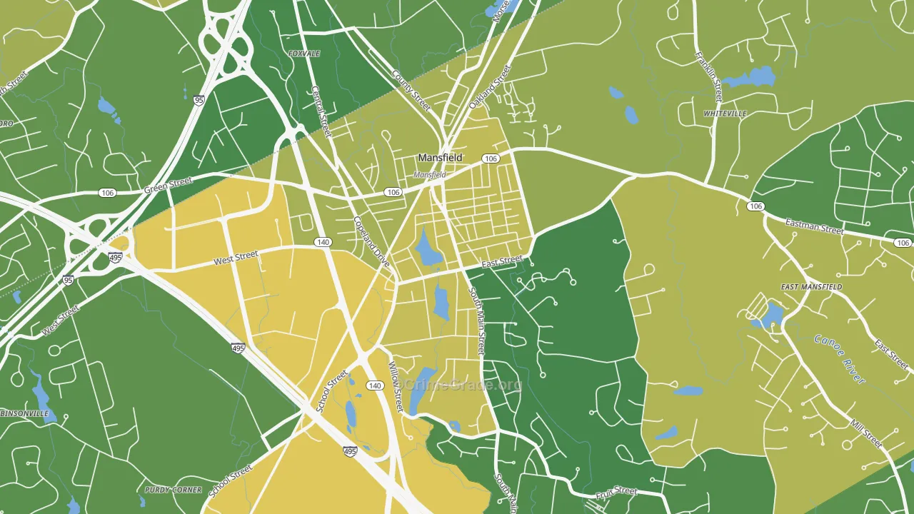 Mansfield Center, MA Map of Murder Rates