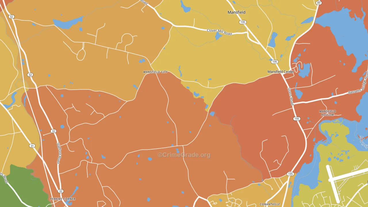 Mansfield City, CT Map of Murder Rates