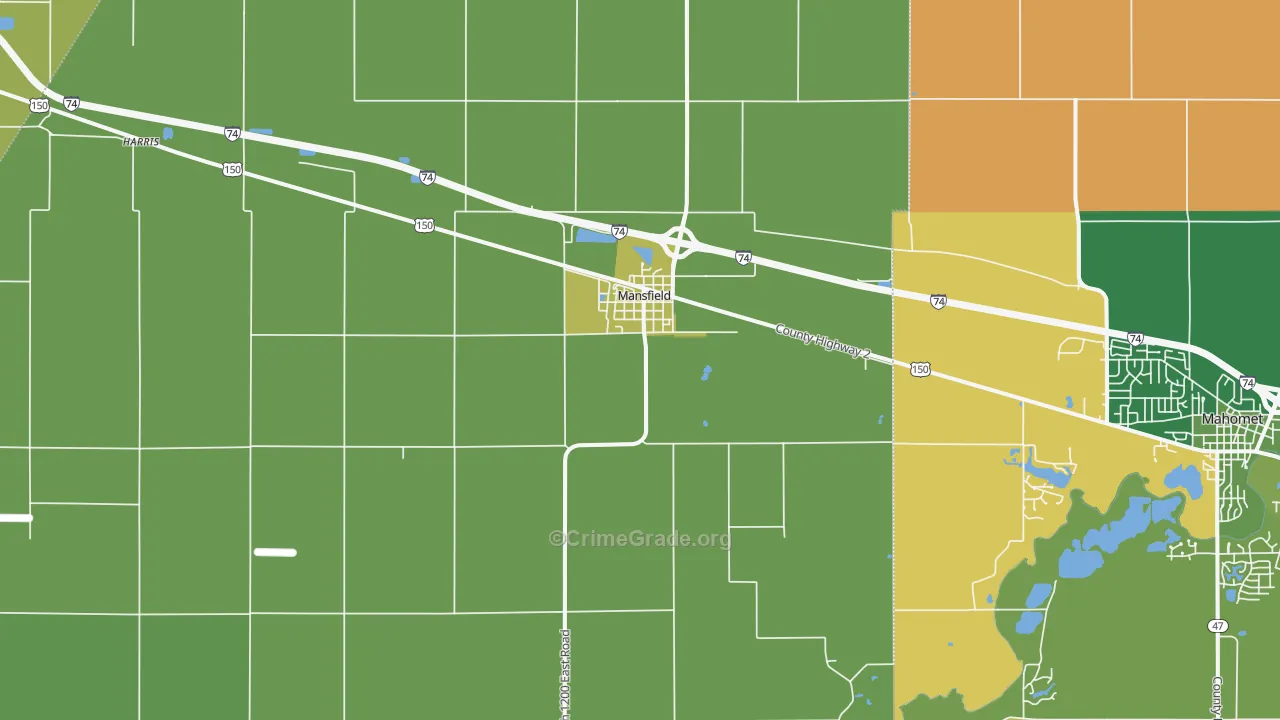 Mansfield, IL Map of Murder Rates