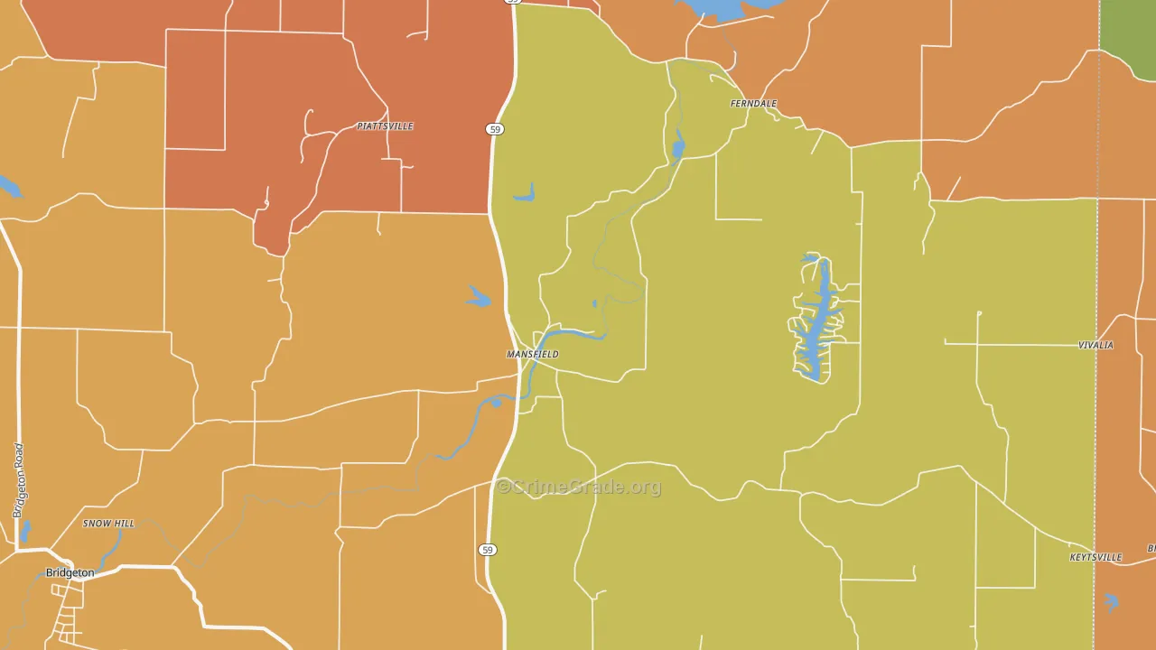 Mansfield, IN Map of Murder Rates