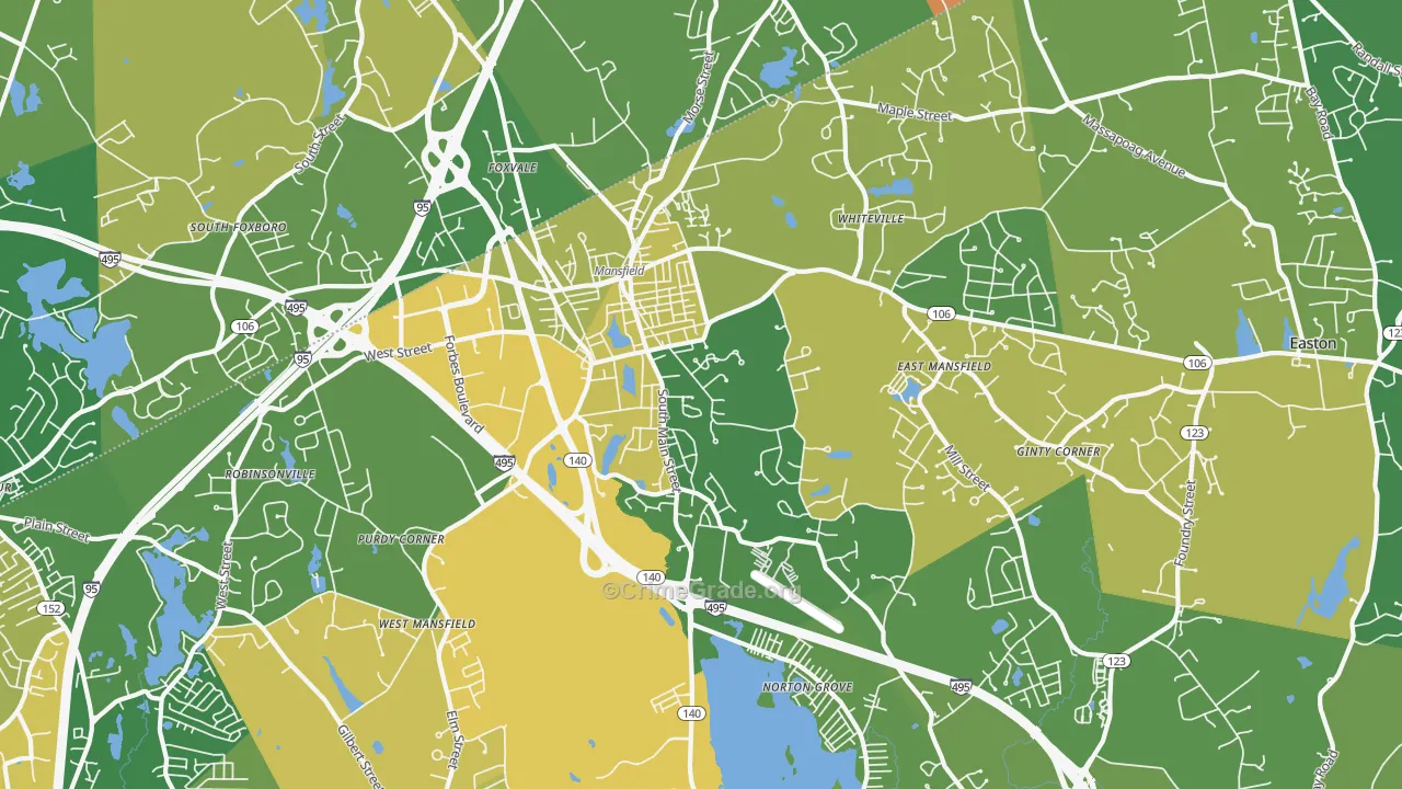 Mansfield, MA Map of Murder Rates