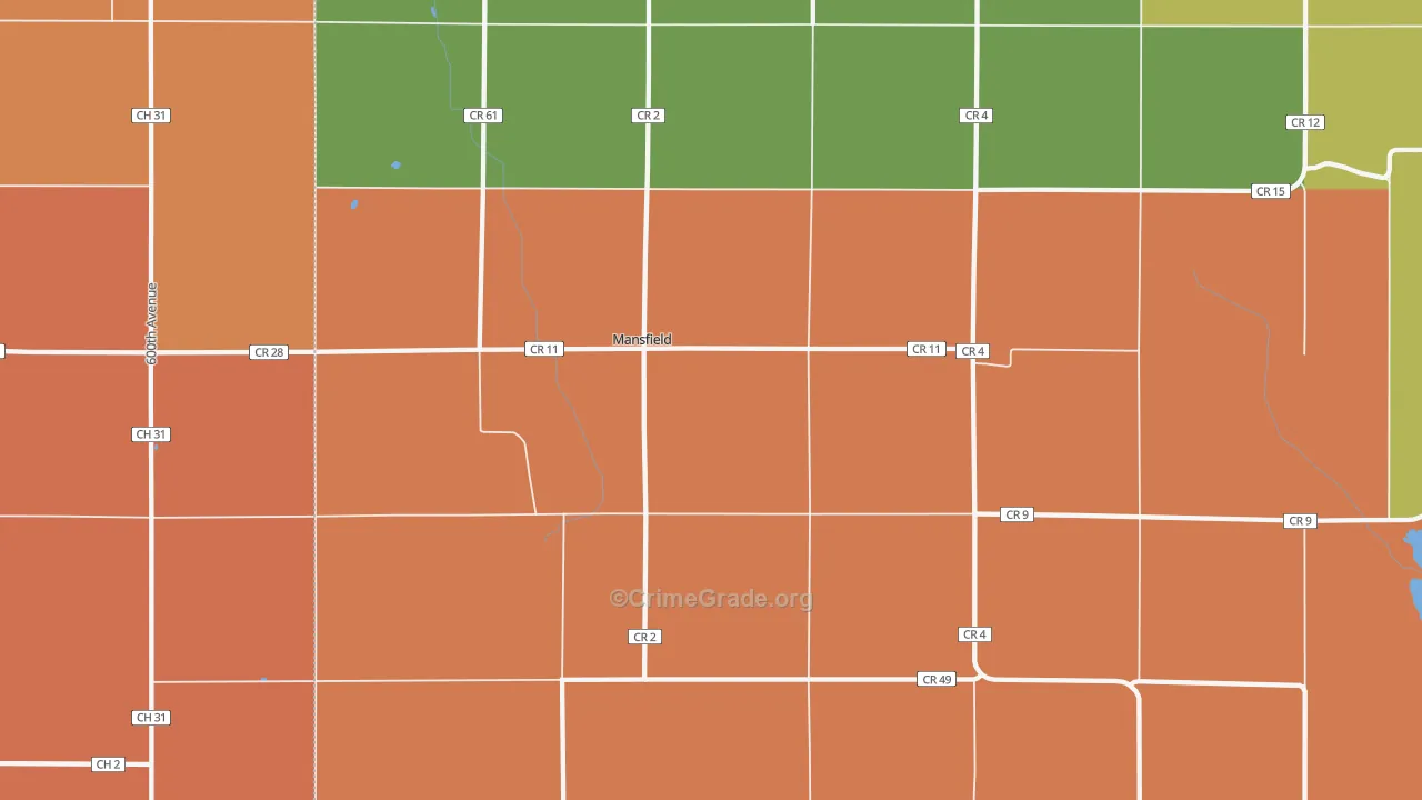 Mansfield, MN Map of Murder Rates