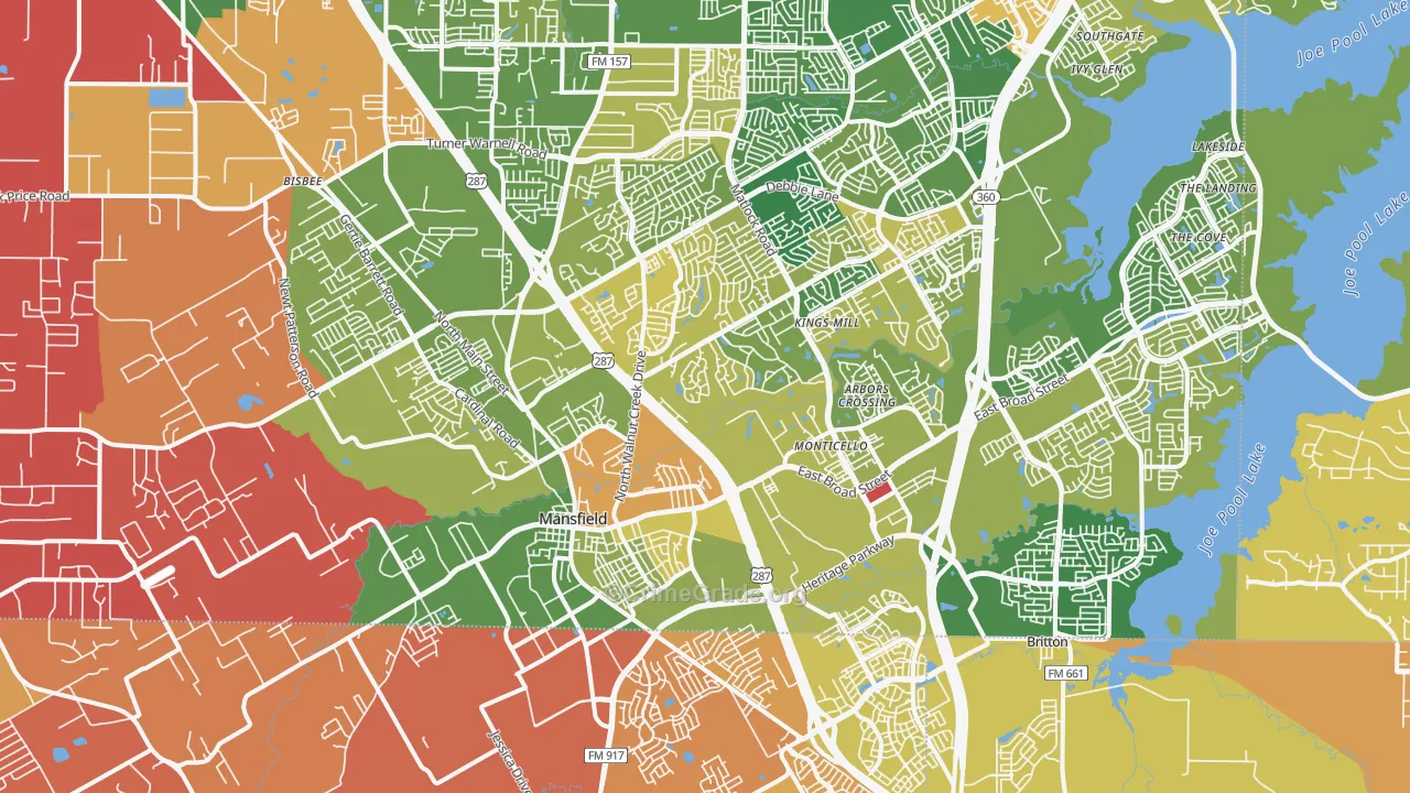 Mansfield, TX Map of Murder Rates