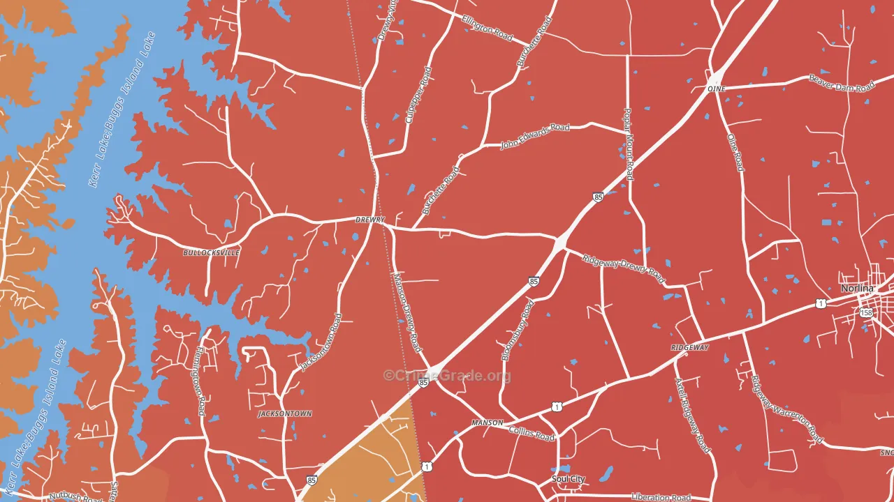 Manson, NC Map of Murder Rates