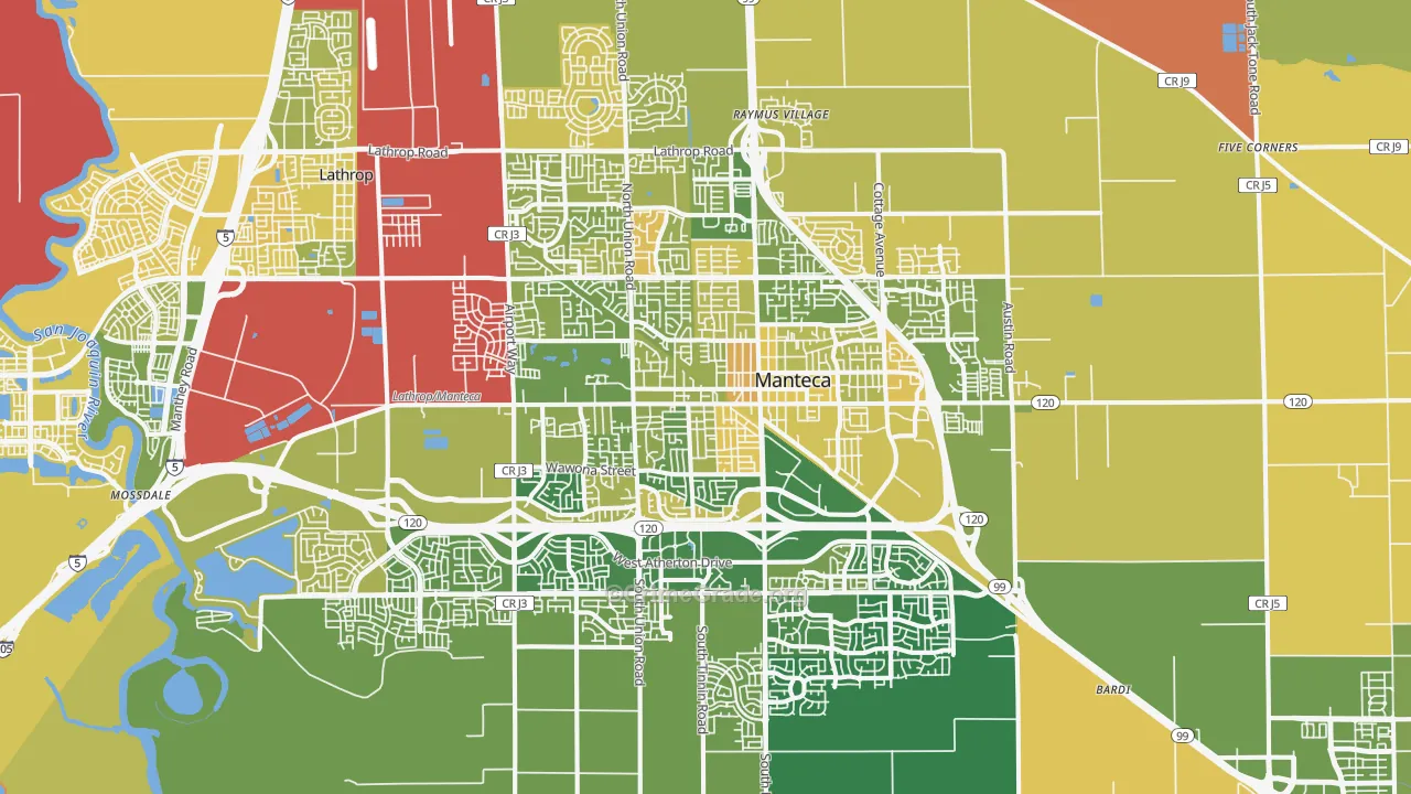 Manteca, CA Map of Murder Rates