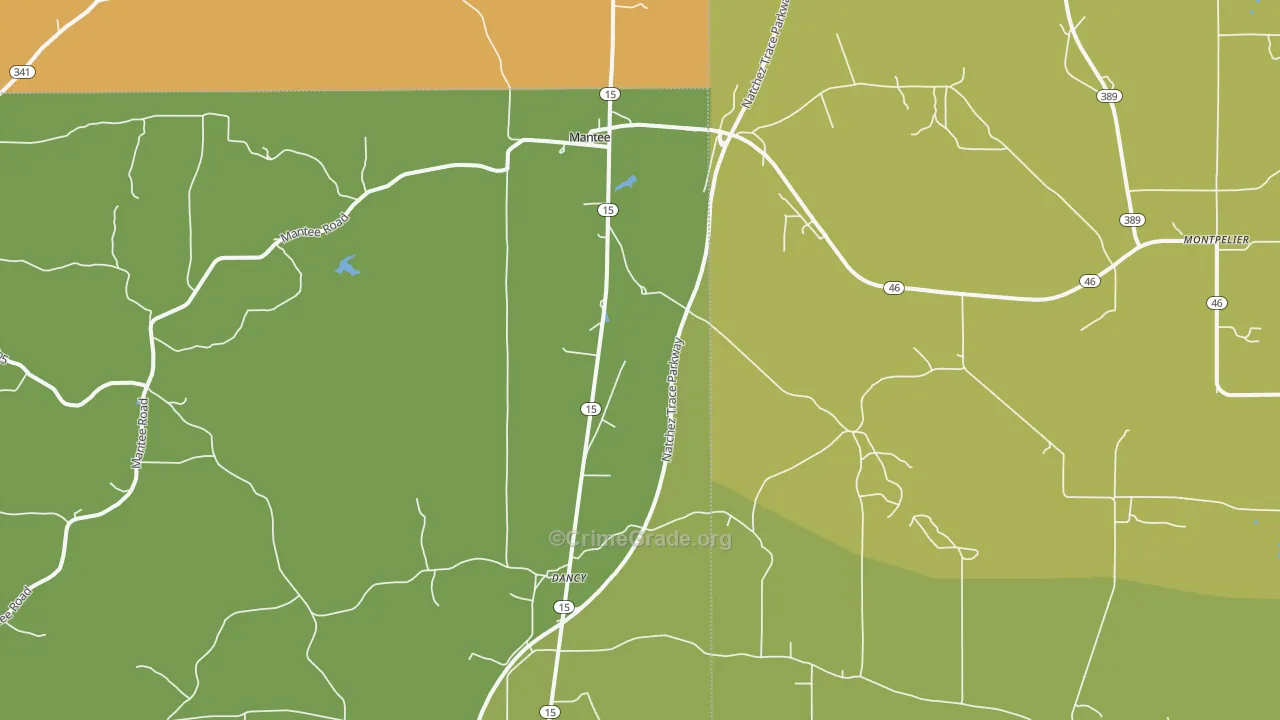 Mantee, MS Map of Murder Rates