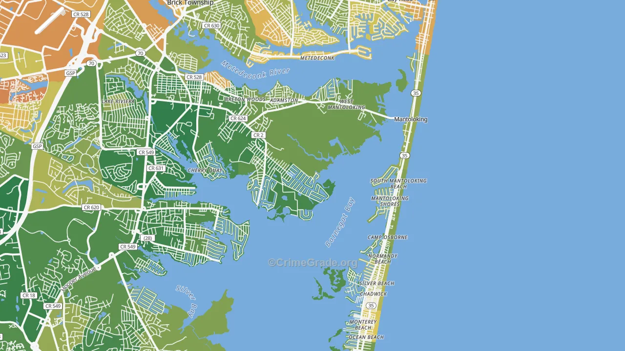 Mantoloking, NJ Map of Murder Rates