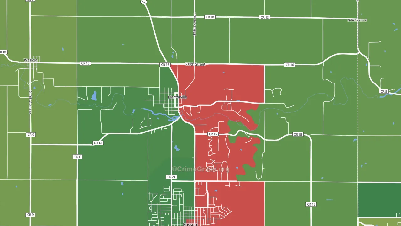 Mantorville, MN Map of Murder Rates