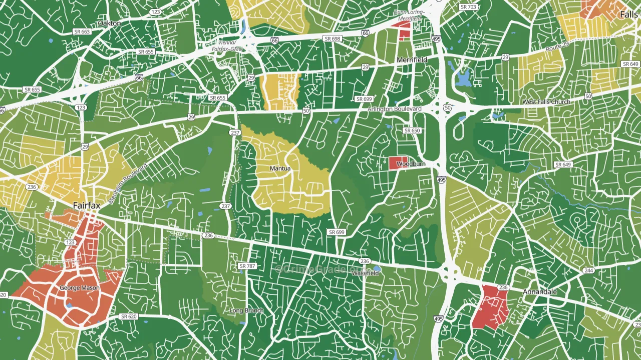 Mantua, Fairfax, VA Map of Murder Rates
