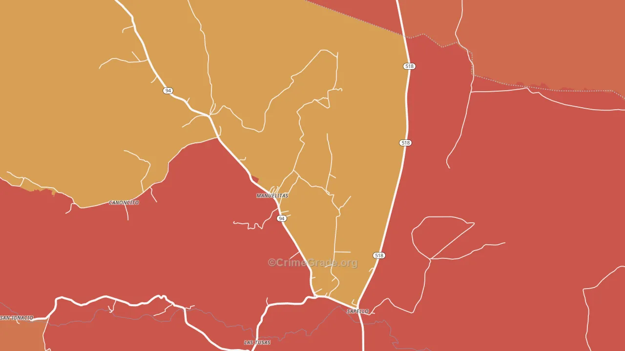 Manuelitas, NM Map of Murder Rates