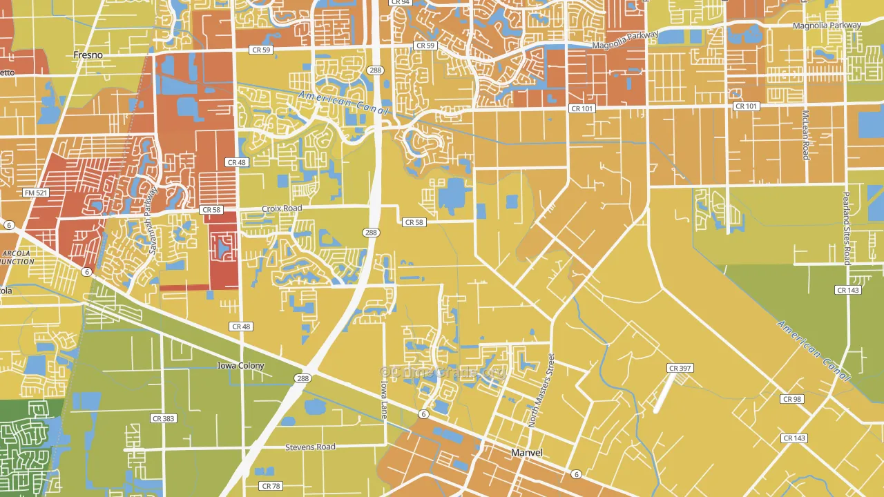 Manvel, TX Map of Murder Rates