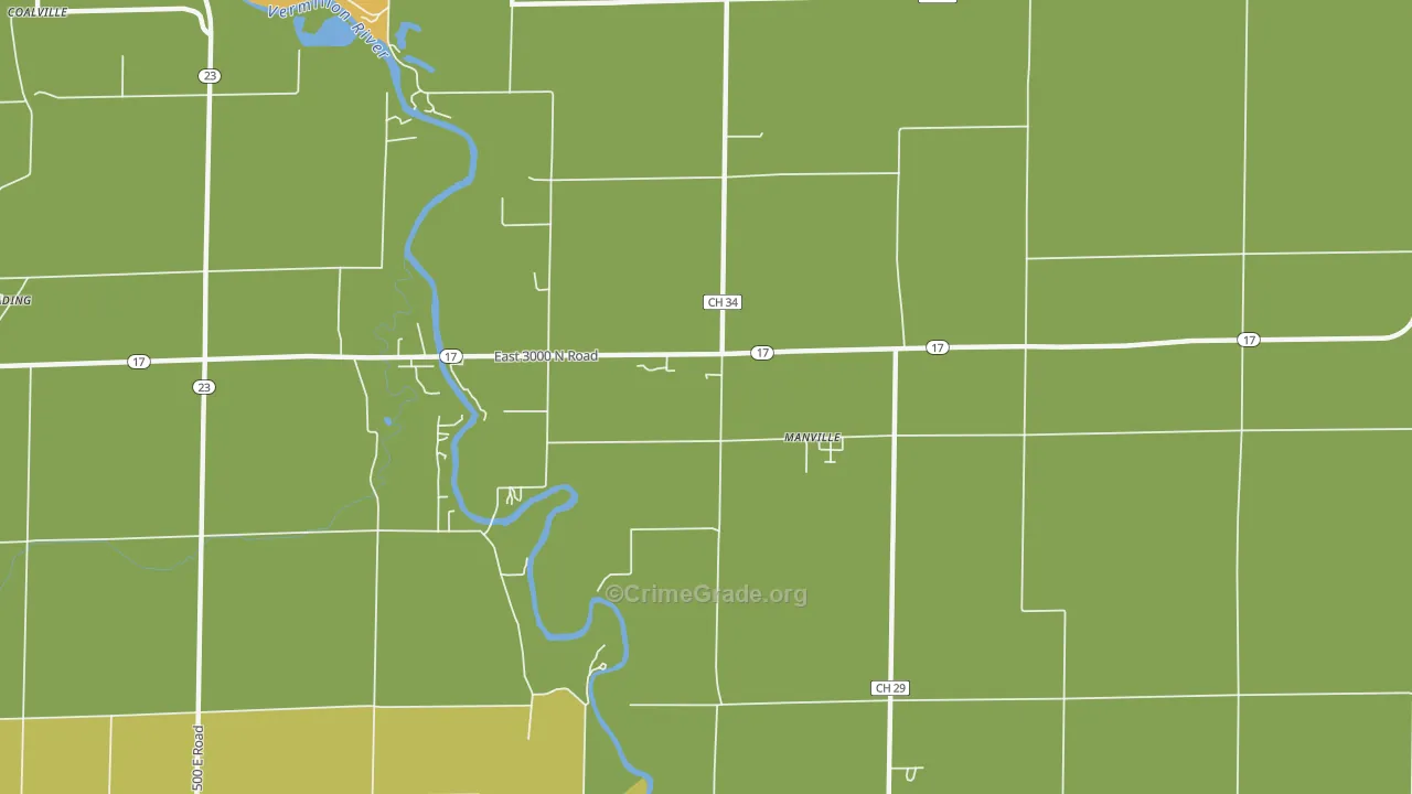 Manville, IL Map of Murder Rates