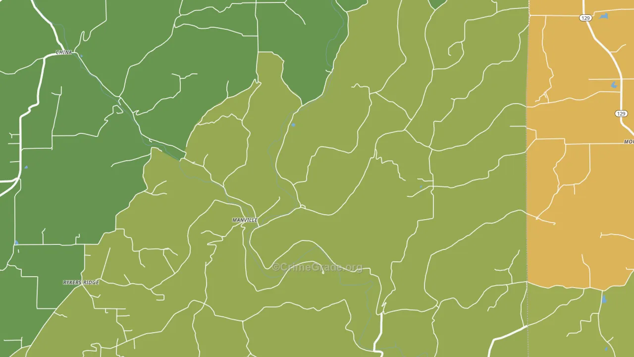 Manville, IN Map of Murder Rates