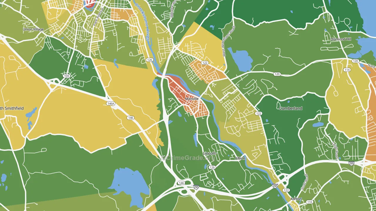 Manville, RI Map of Murder Rates