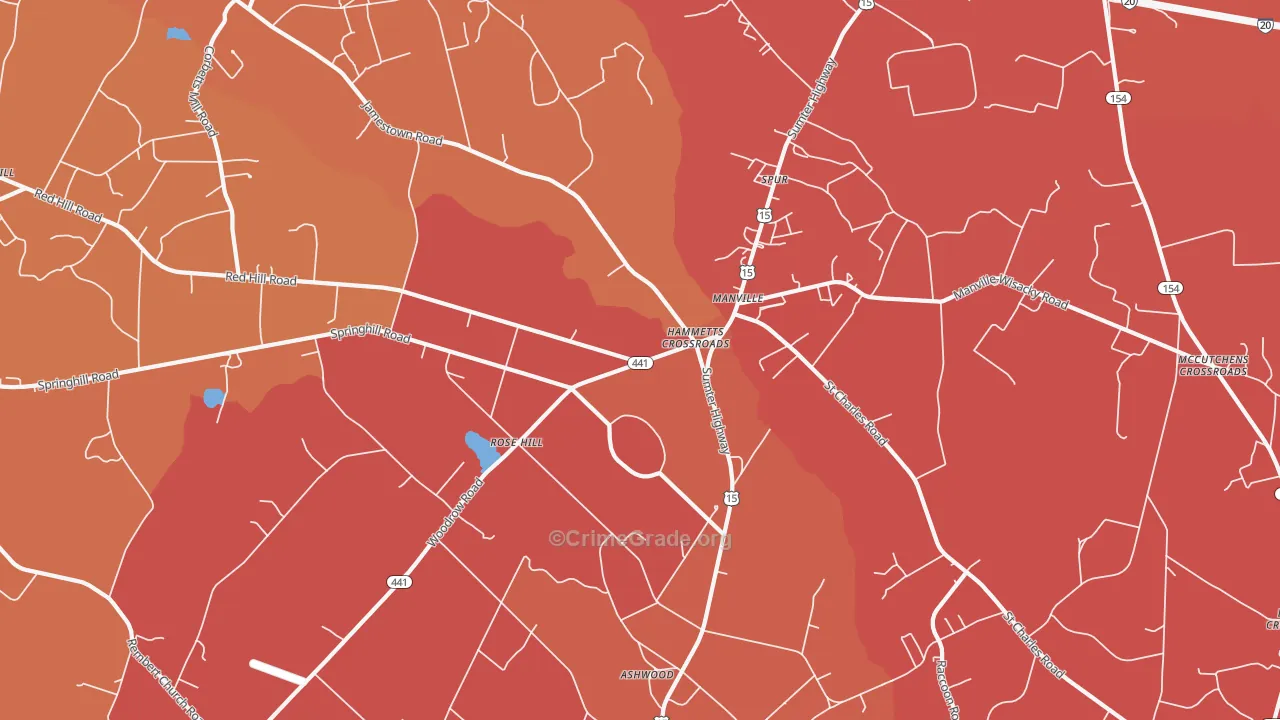 Manville, SC Map of Murder Rates