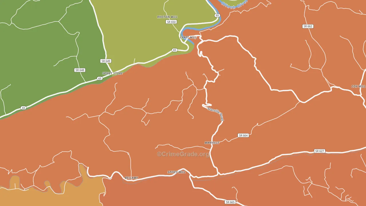 Manville, VA Map of Murder Rates