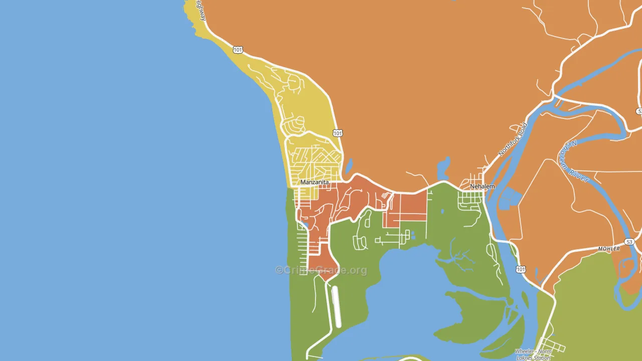 Manzanita, OR Map of Murder Rates