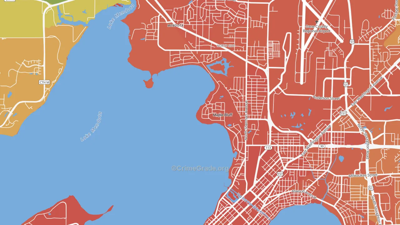 Maple Bluff, WI Map of Murder Rates