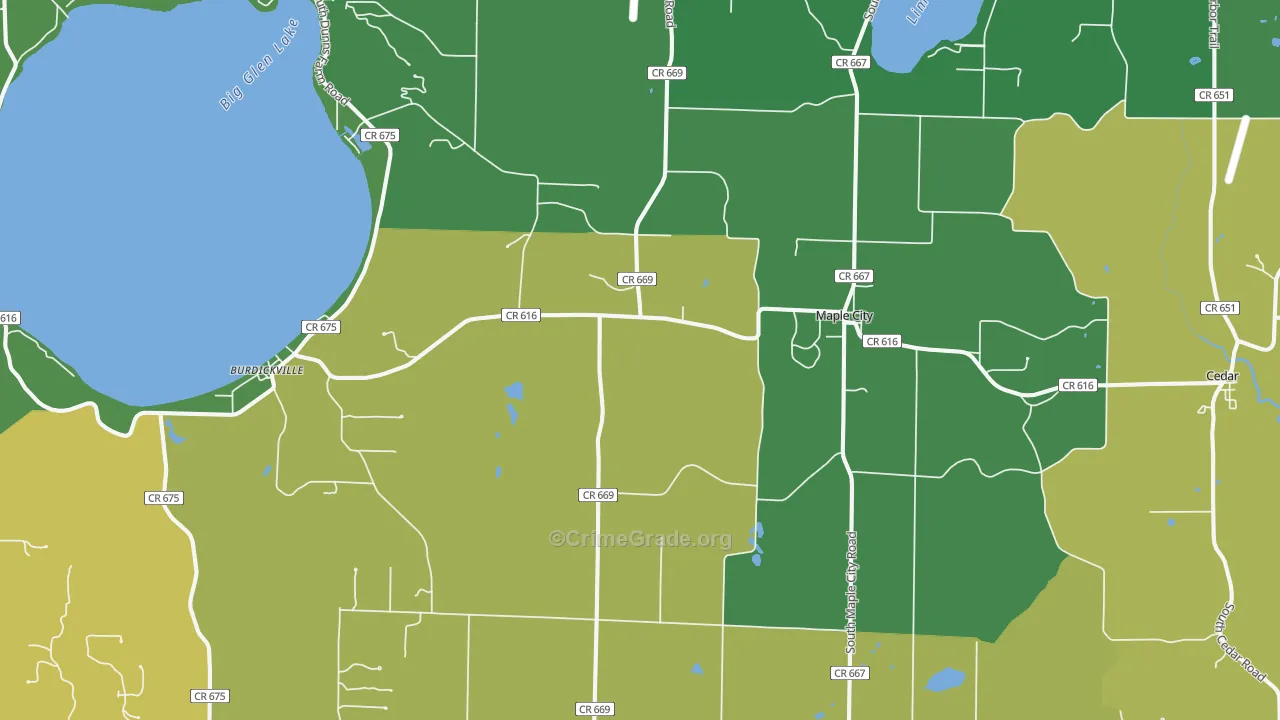 Maple City, MI Map of Murder Rates