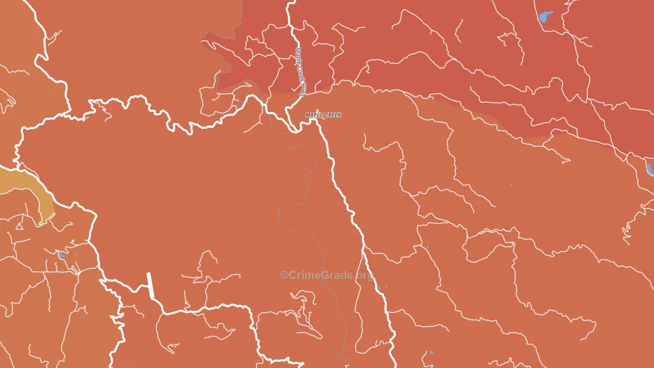 Maple Creek, CA Map of Murder Rates