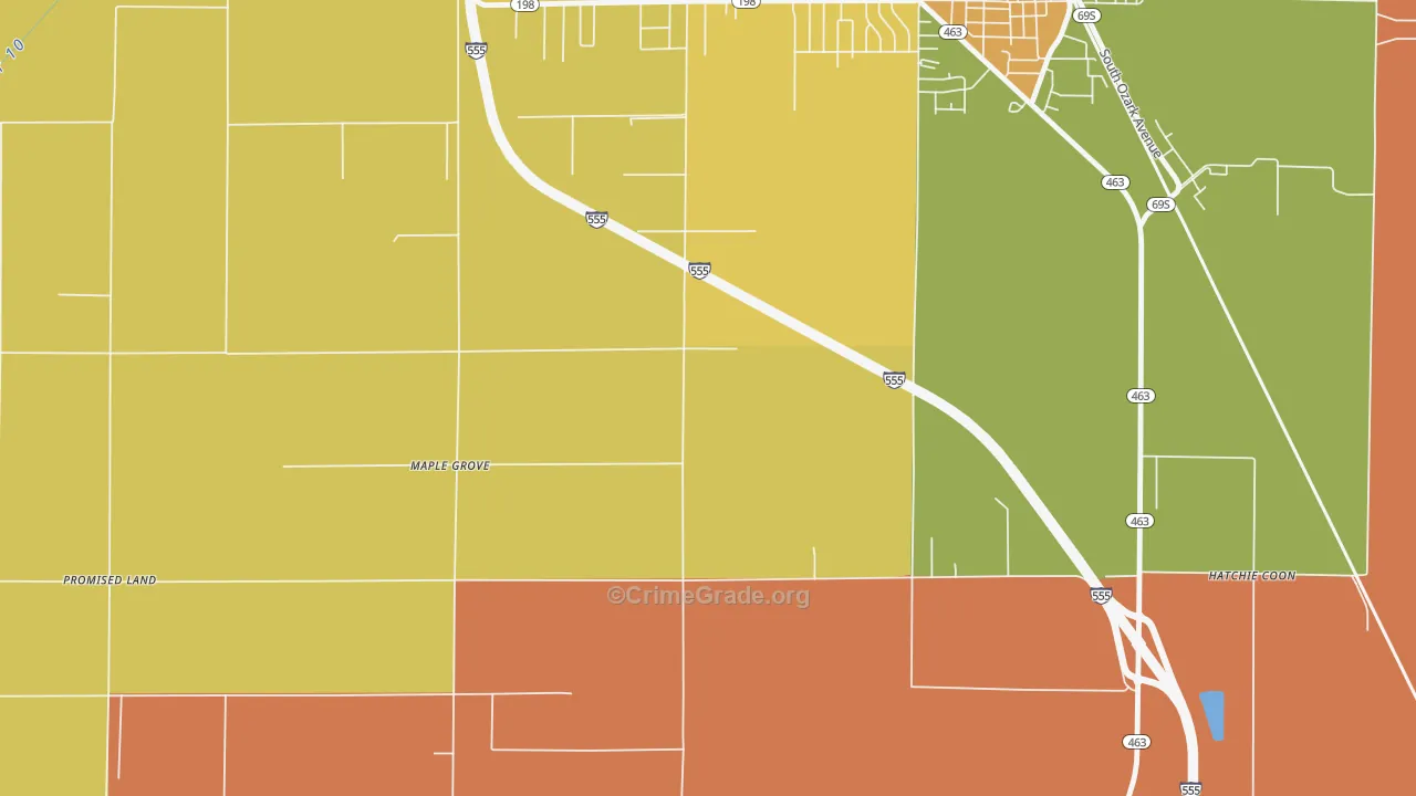 Maple Grove, AR Map of Murder Rates